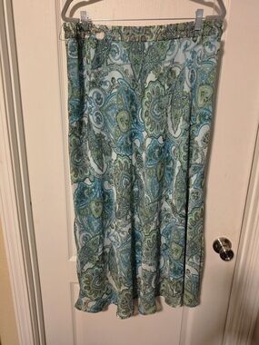 Roz & Ali Teal and Green Paisley Maxi Skirt